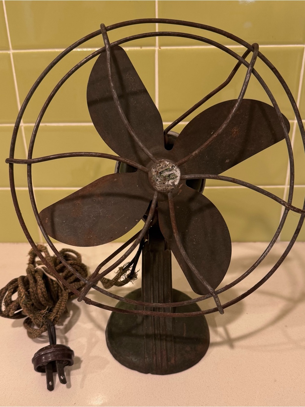 Vintage 1940s Chicago Industrial Metal Desk Fan Art Deco (Non-functional)